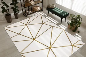 Koberec EMERALD exkluzívny 1013 glamour, styl geometrický krémový / zlatý