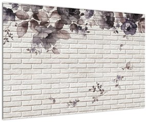 Obraz múru s kyticou (90x60 cm)