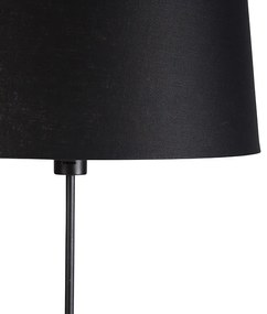 Stojacia lampa čierna s čiernym ľanovým tienidlom nastaviteľným 45cm - Parte