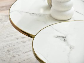 Set 2 konferenčných stolíkov Zoya Zest S (biely mramor + zlatá). Akcia -20%. Vlastná spoľahlivá doprava až k Vám domov. 1111891