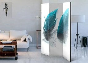 Paraván - Blue Feathers [Room Dividers] Veľkosť: 135x172, Verzia: Obojstranný