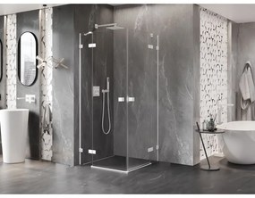 Mexen Lunar Duo, výklopný sprchový kút 80 x 80 cm, 8mm číre sklo, biely profil, 834-080L-080P-20-00