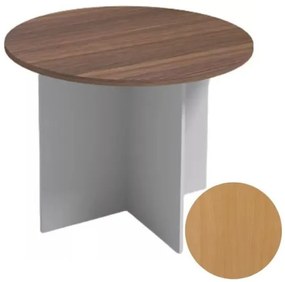 Rokovací stôl s guľatou doskou PRIMO FLEXI, priemer 1000 mm, sivá / buk