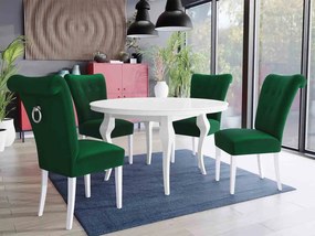 Stôl Julia FI 120 so 4 stoličkami ST65, Farby: biela, Farby: chrom, Farby:: biely lesk, Potah: Magic Velvet 2225