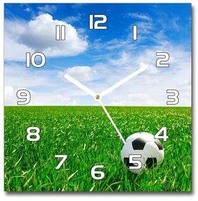 Sklenené hodiny štvorec Futbal na lúke pl_zsk_30x30_f_48400387