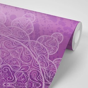 Samolepiaca tapeta fialová Mandala s abstraktnými prvkami