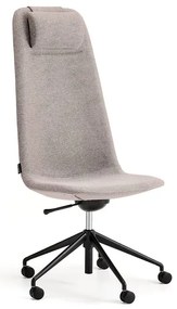 Stolička LANGLEY, vysoký sedák, s kolieskami, čierna/šedohnedá