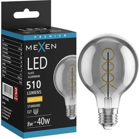 Mexen Vintis, LED filamentová žiarovka E27, G80, 8 W, teplá biela 2700K, dymová, L165-E27-0827-70