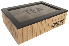 Orion Škatuľka na čaj, čajový organizér so 6 priehradkami, drevo BISTRO