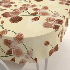 Biante Bavlnený oválny obrus Sandra SA-536 Hnedé orchidey na vanilkovo žltom 100x160 cm