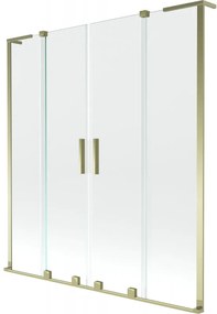 Mexen Velar L Duo, 2-krídlová posuvná vaňová zástena 140 x 150 cm, 8mm číre sklo, zlatá lesklá, 896-140-003-02-50