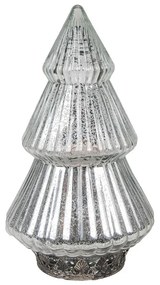 Strieborný sklenený dekoračný svietiaci stromček LED Tree - Ø 13*23 cm