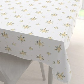 Biante Teflónový obdĺžnikový obrus TF-120 Zlato-modro-zelené vianočné vločky na bielom 60x100 cm