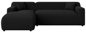 Čierna menčestrová rohová pohovka (ľavý roh/s leňoškou) Martin – Ropez