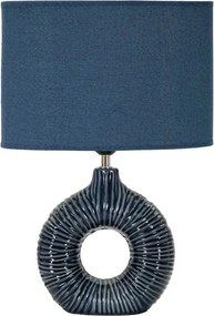 Modrá keramická stolová lampa s textilným tienidlom (výška 43 cm) Seta – Mauro Ferretti