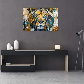Obraz - Abstraktná olejomaľba s levom (90x60 cm)