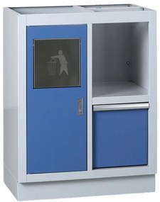 Dielenská skrinka s odpadkovým košom k pracovnej doske EXPERT, 680 x 455 x 910 mm, modrá