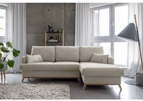 Béžová rozkladacia/s úložným priestorom rohová pohovka (pravý roh/s leňoškou) Scandic Lagom – Miuform