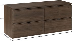 Závesná skrinka pod umývadlo Villa s doskou 120 cm orech II