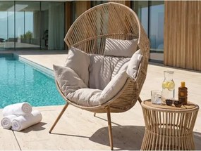 Zaoblené záhradné kreslo Robert Single, béžové%