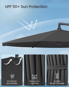 SONGMICS záhradný slnečník s konzolou, 3 m, šedý