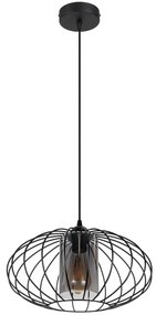Luster na lanku CORRINI 1xE27/60W/230V pr. 34 cm čierna/šedá