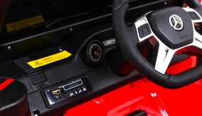 Ramiz Mercedes G63 AMG Auto na batérie Červené + diaľkové ovládanie + 6 EVA kolies + pomalý štart + MP3 LED