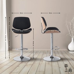 Barová stolička Clawson - látka, chróm rám - natura/čierna