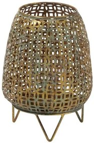 Zlatý kovový svietnik Oriental gold s modrou patinou - Ø 20*27cm