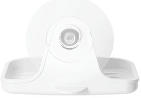 Biela nádobka na mydlo z recyklovaného plastu bez vŕtania Flex – Umbra