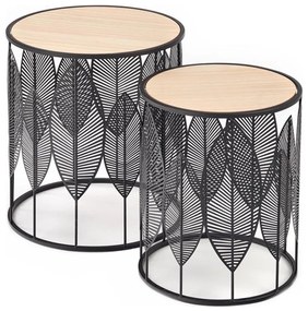 SADA 2x Konferenčný stolík FOLLA pr. 33/40 cm čierna