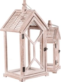 Set dvoch drevených lampášov biely DA209 WT (2 ks)