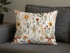 Polybavlnená obliečka na vankúš FLORAL RIBBON POLY 50x70 cm, krémová