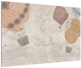 Obraz - Balóny nad mestom, teplé tóny (90x60 cm)