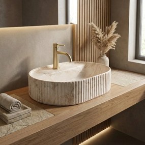 Rea Marcela Saturn, umývadlo na dosku 500×360×135 mm, béžová matná-imitácia kameňa, REA-U3515