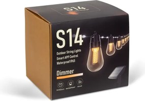 LED stmievateľný solárny reťaz 25xLED/1,5W/3,7/5V 2200 mAh 15 m IP65 čierna + diaľkové ovládanie