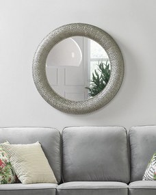 Nástenné strieborné zrkadlo ø 80 cm CHANNAY Beliani