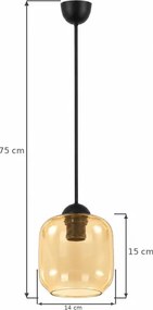 BRILAGI - LED luster na lanku R GLASS 1xE27/60W/230V pr. 14 cm čierna/dymová hnedá