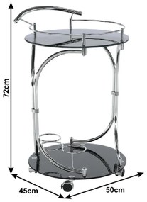 Tempo Kondela Servírovací stolík, čierne sklo/chróm, VESNA