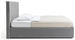 Sivá čalúnená dvojlôžková posteľ s úložným priestorom s roštom 160x200 cm Thessa Bold Line – Bonami Selection