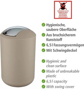 Taupe plastový odpadkový kôš 6,5 l Brasil – Wenko