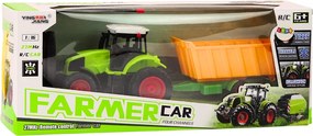 LEAN Toys RC traktor s prívesom 1:16 zelený s diaľkovým ovládaním