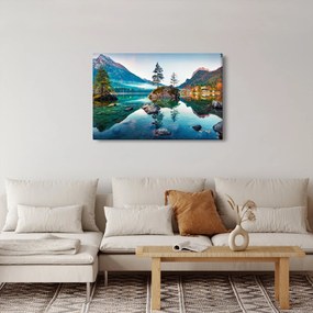 Obraz - Jazero Hintersee, Bavorské Alpy, Rakúsko (90x60 cm)