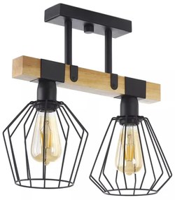 Prisadený luster CAMEROON 2xE27/60W/230V čierna/drevo