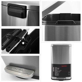 Nášľapný oceľový odpadkový kôš v matne striebornej farbe 50 l Akira – Spirella