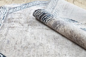 Moderný koberec TINE 75425A Rám, vintage, nepravidelný tvar, sivá, tmavo modrá Veľkosť: 195x290 cm