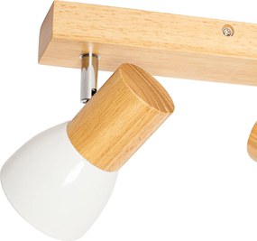 Stropné bodové svetlo drevo a biele 2-žiarovkové nastaviteľné - Thorin
