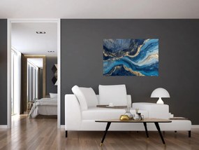 Obraz - Modrozlatý abstraktný mramor (90x60 cm)