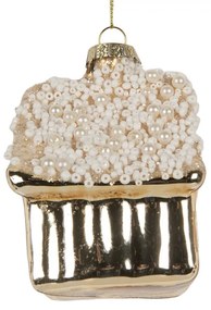 Vianočná sklenená závesná ozdoba perníková chalúpka - 7*7*9 cm