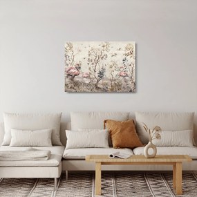Sklenený obraz - Kresba plameniakov (70x50 cm)